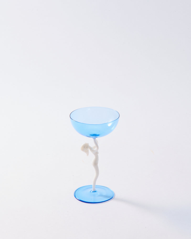 1930s Capri Blue Nude Decanter Set of Six Pieces