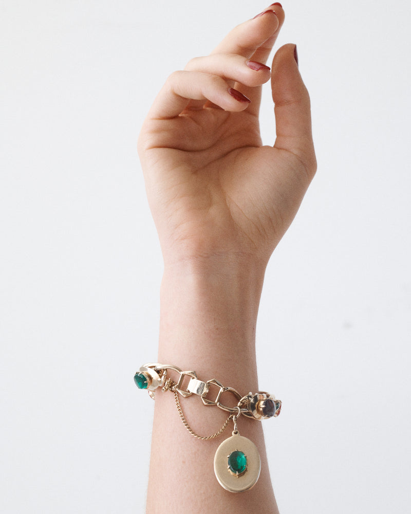 Colorful Rhinestone Safety Chain Bracelet