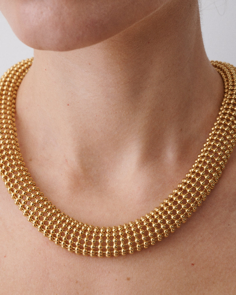 Gold Tone Ball Bead Collar Necklace