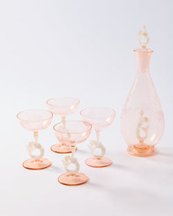 1930s Art Deco Etched Mermaid Decanter Set of Five Pieces
