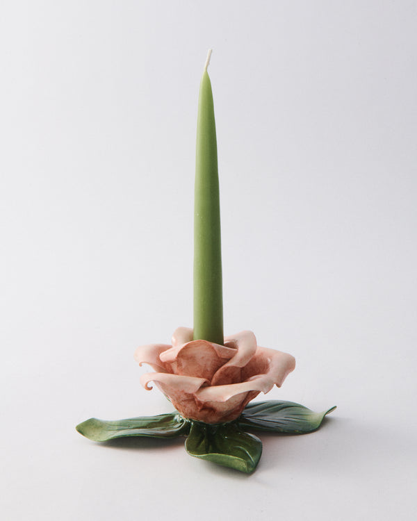 Italian Ceramic Rose Candle Holder