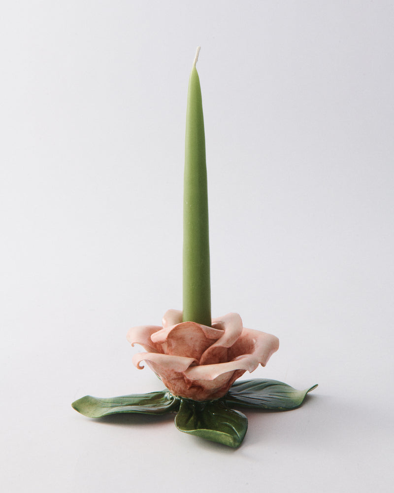 Italian Ceramic Rose Candle Holder