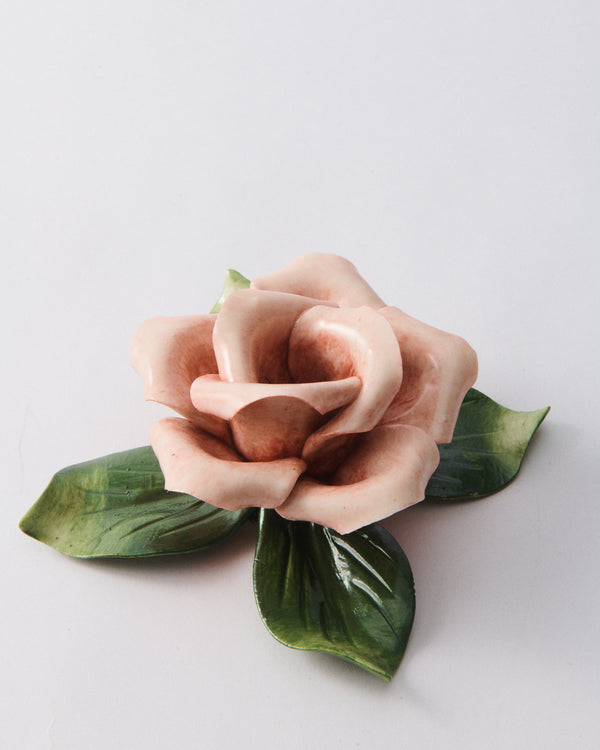 Italian Ceramic Rose Candle Holder
