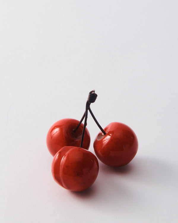 Hand Painted Italian Alabaster Bunch of Three Cherries