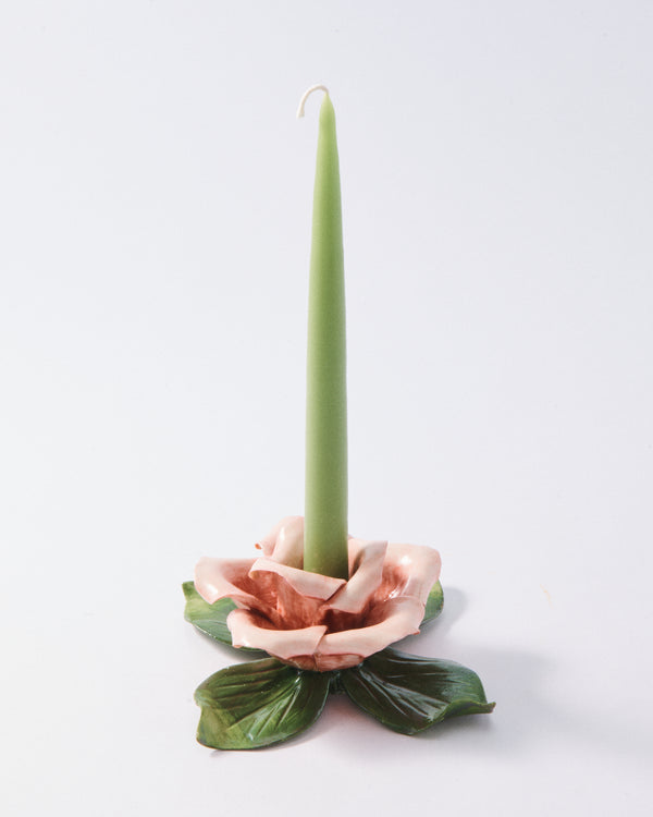 Italian Ceramic Rose Candle Holder, Sold Individually