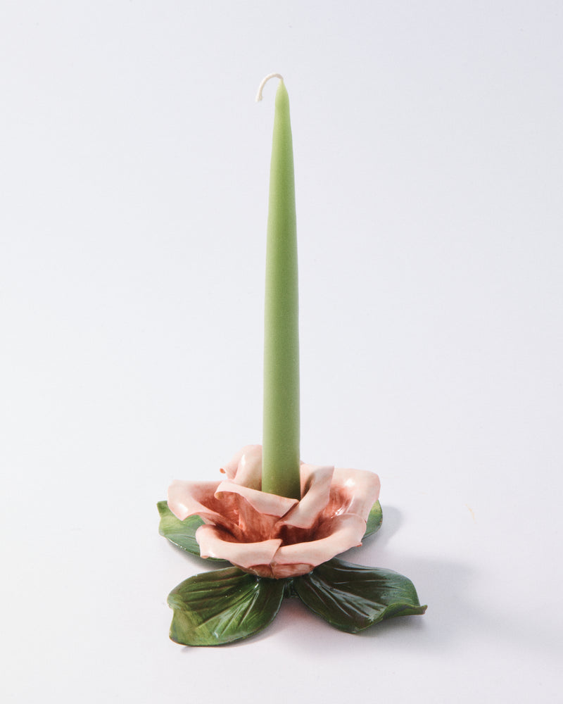 Italian Ceramic Rose Candle Holder, Sold Individually
