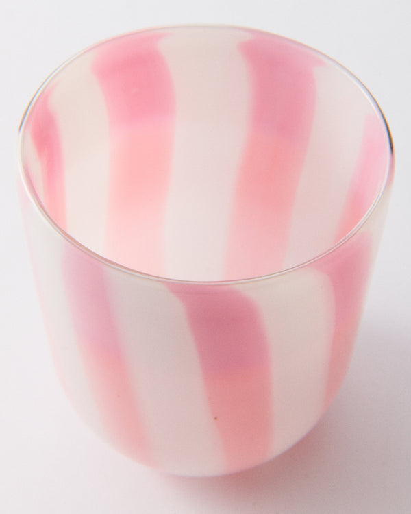 Pink Candy Striped Murano Glass Tumbler