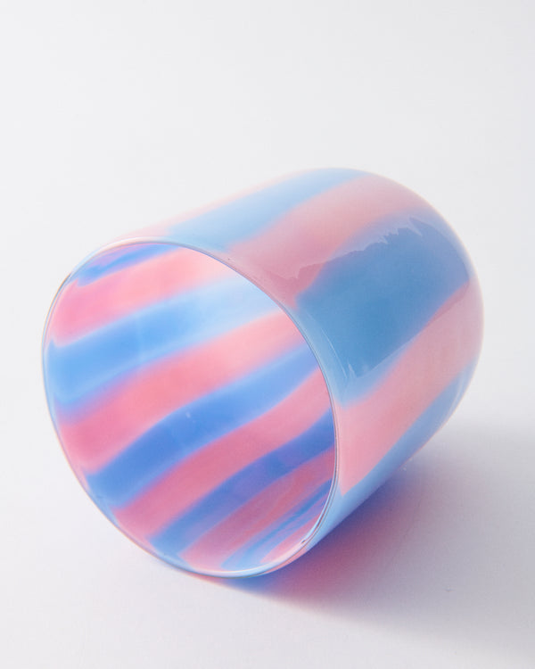 Pink & Lilac Candy Striped Murano Glass Tumbler