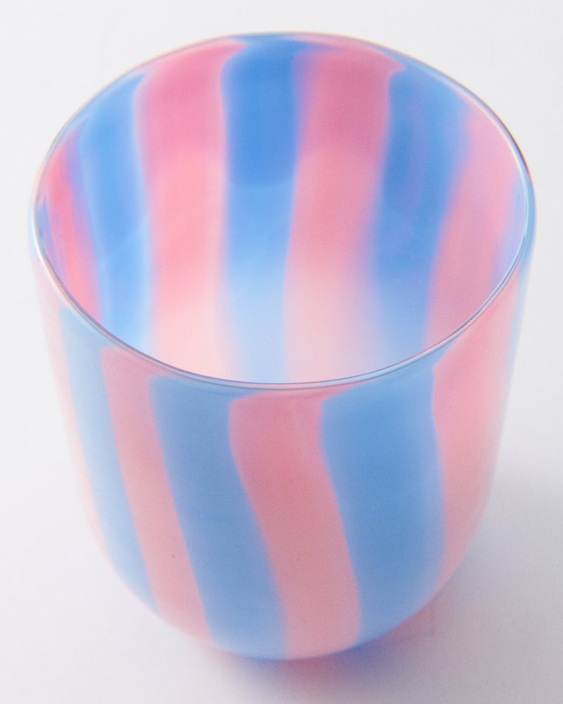 Pink & Lilac Candy Striped Murano Glass Tumbler