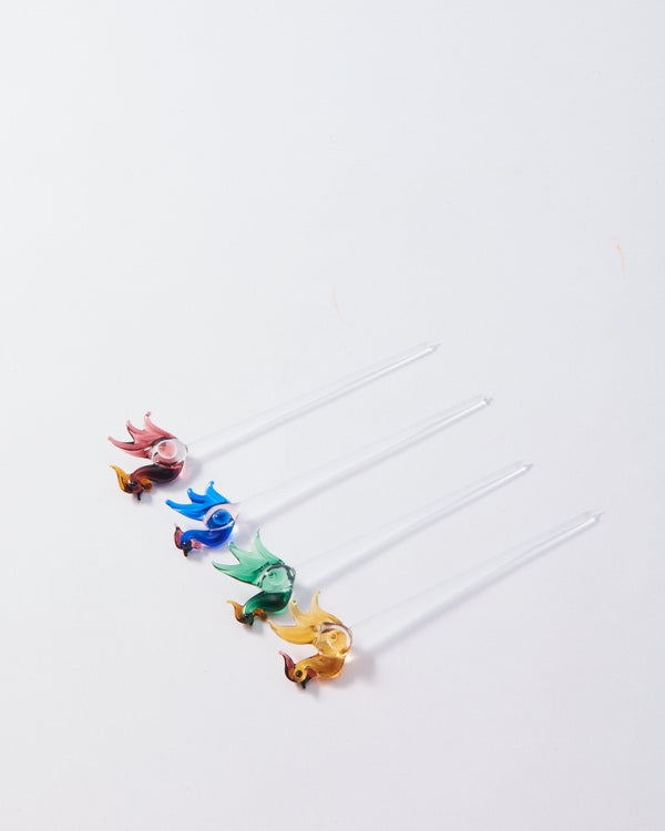 German Glass Rooster Cocktail Picks, Sold Individually