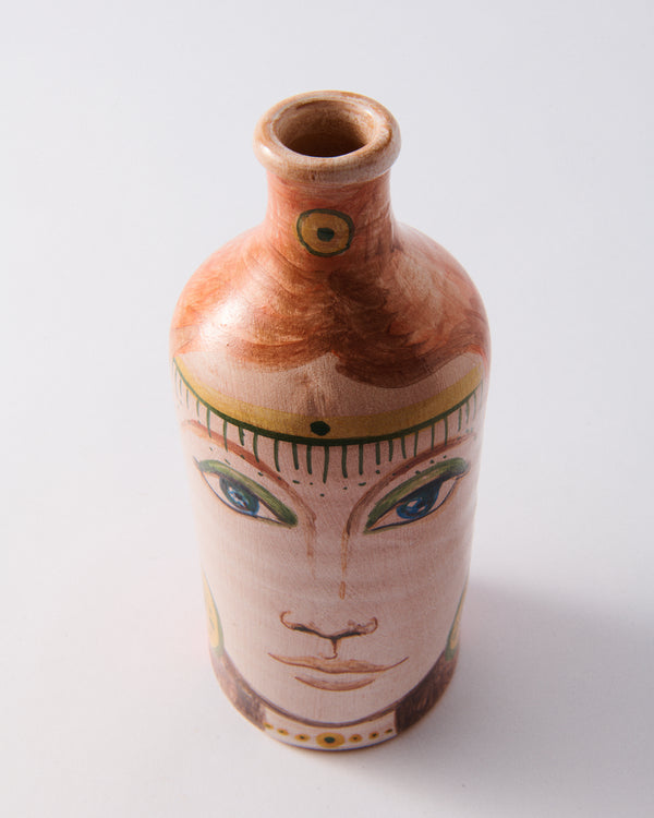 Italian Hand Painted Olive Oil Bottle - Orange