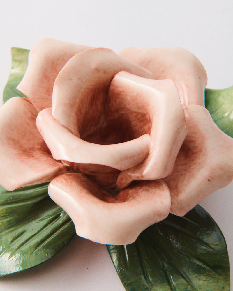 Italian Ceramic Rose Candle Holder