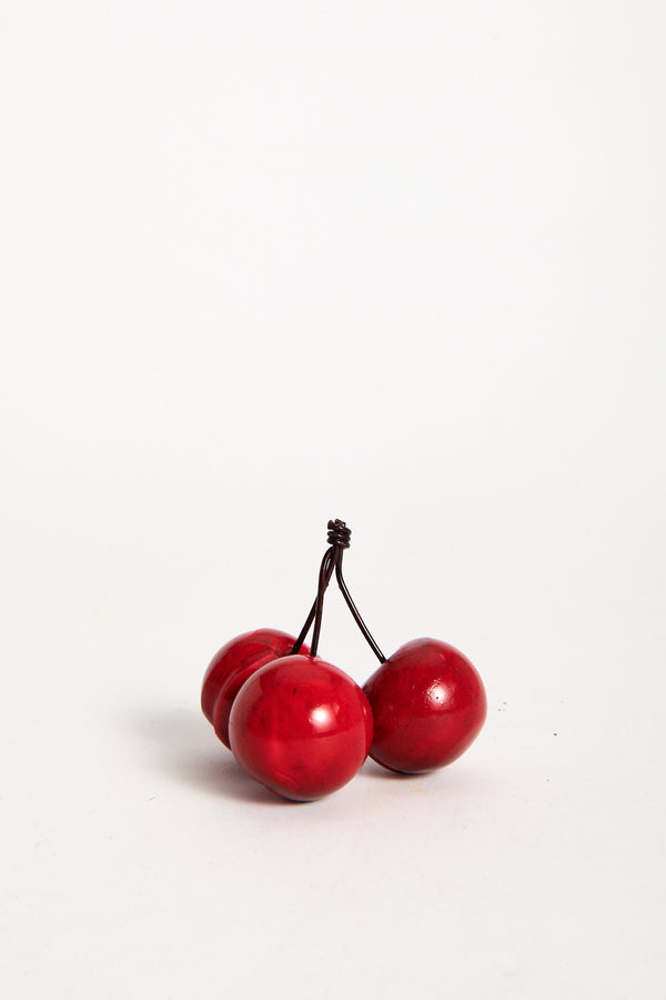 Hand Painted Italian Alabaster Bunch of Three Cherries