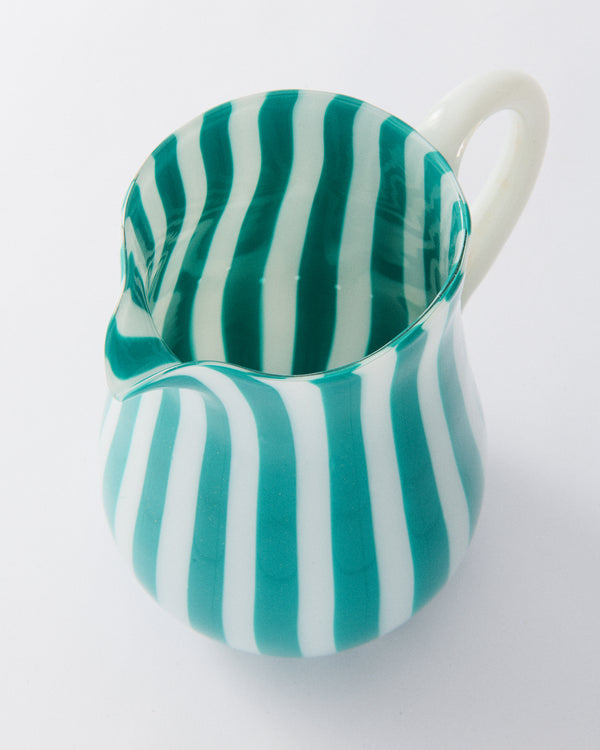 Green Candy Stripe Murano Glass Pitcher