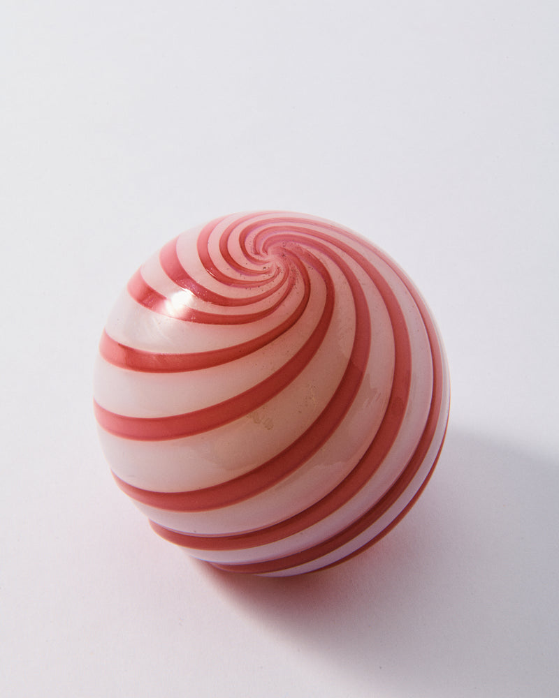 1960s Murano Raspberry Red Swirl Paperweight