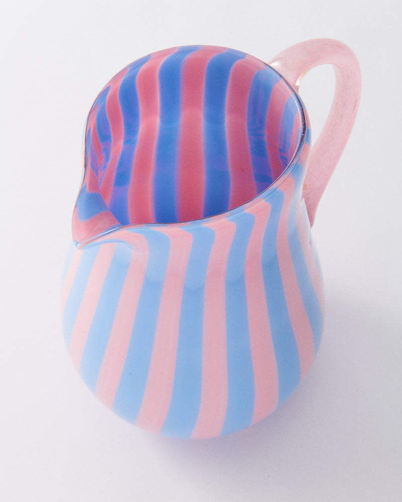 Pink & Lilac Candy Stripe Murano Glass Pitcher