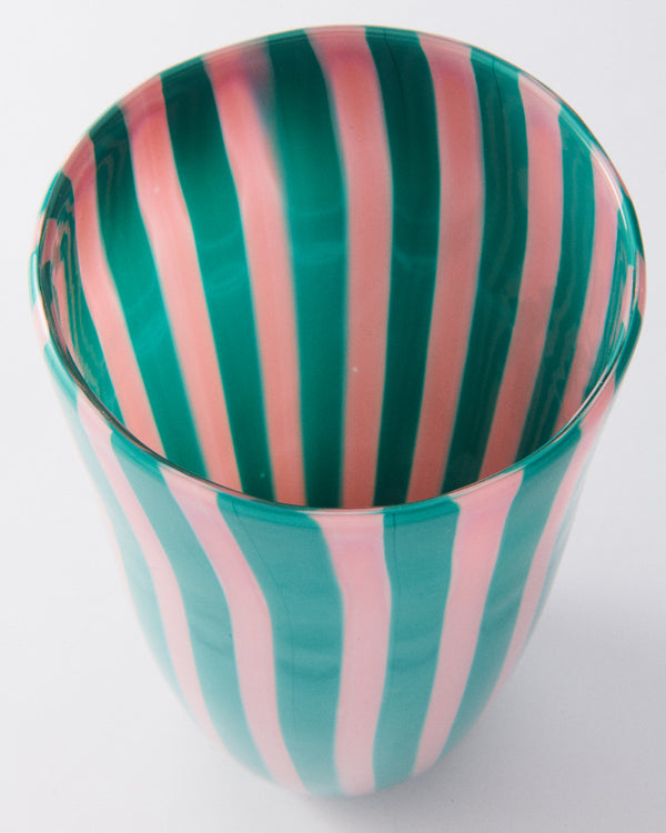 Italian Murano Green & Pink Vase