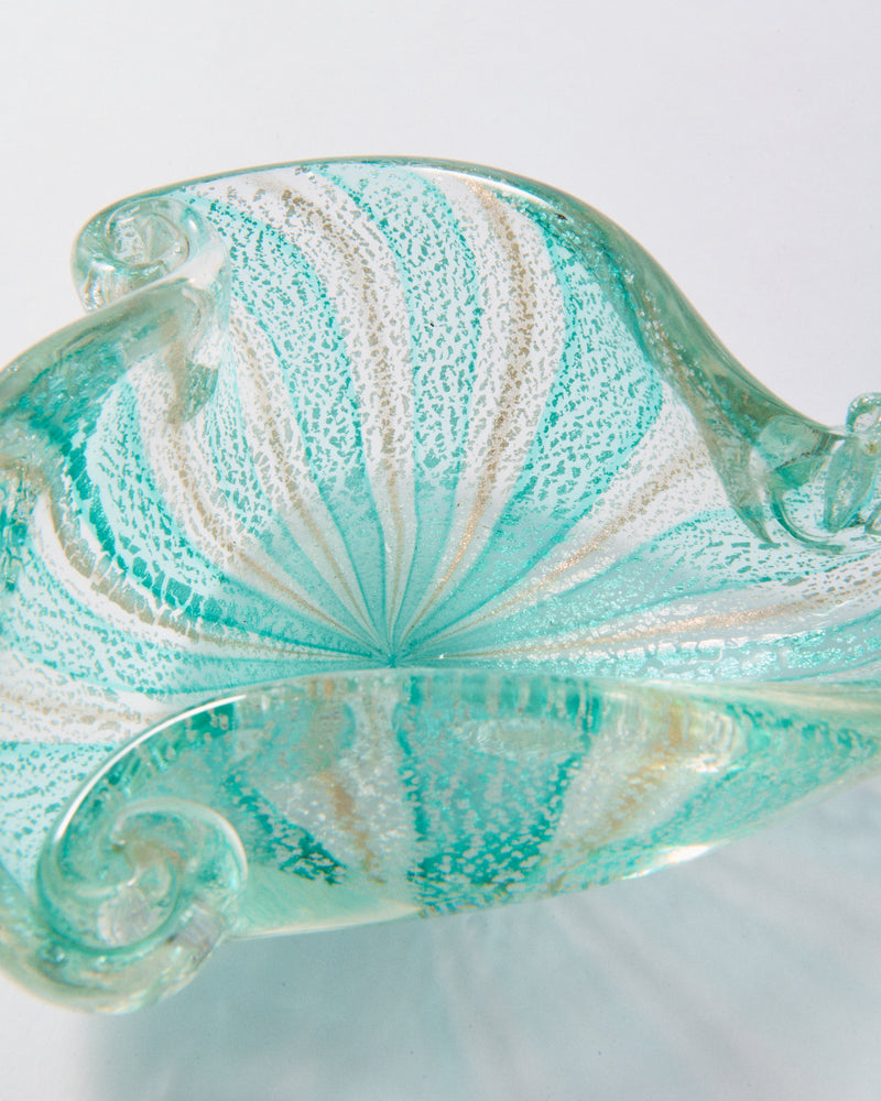 Silver & Sea Green Murano Triangle Catchall