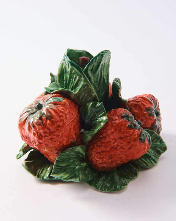 Italian Ceramic Strawberry Candle Holder, Sold Individually