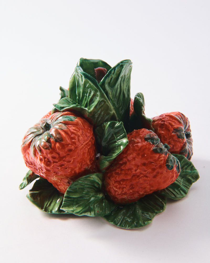 Italian Ceramic Strawberry Candle Holder, Sold Individually
