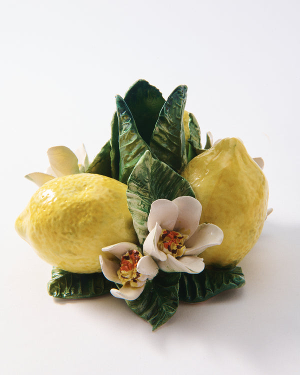 Italian Ceramic Lemon Candle Holder, Sold Individually