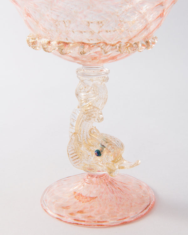 Pink & Gold Venetian Dolphin Compote