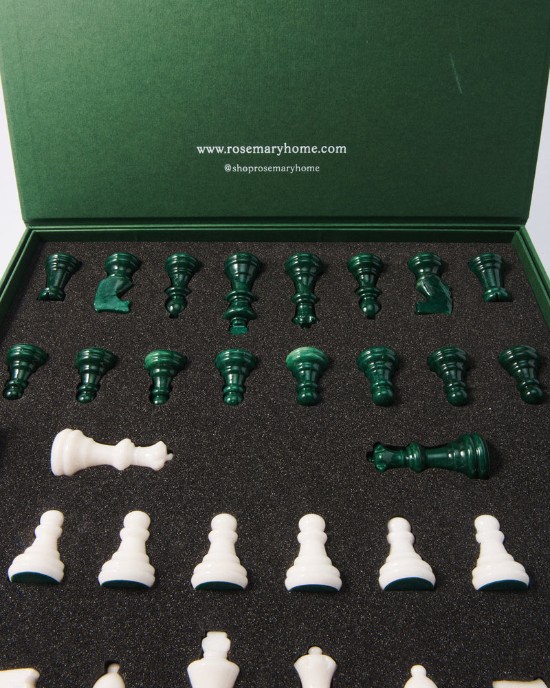 Rose Pink/White Italian Alabaster Large Chess Set