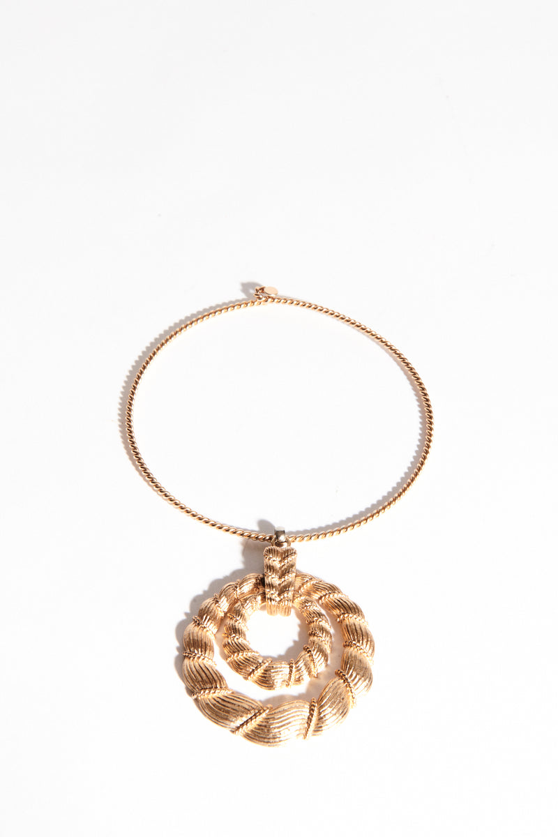 1970s Twin Circle Statement Necklace