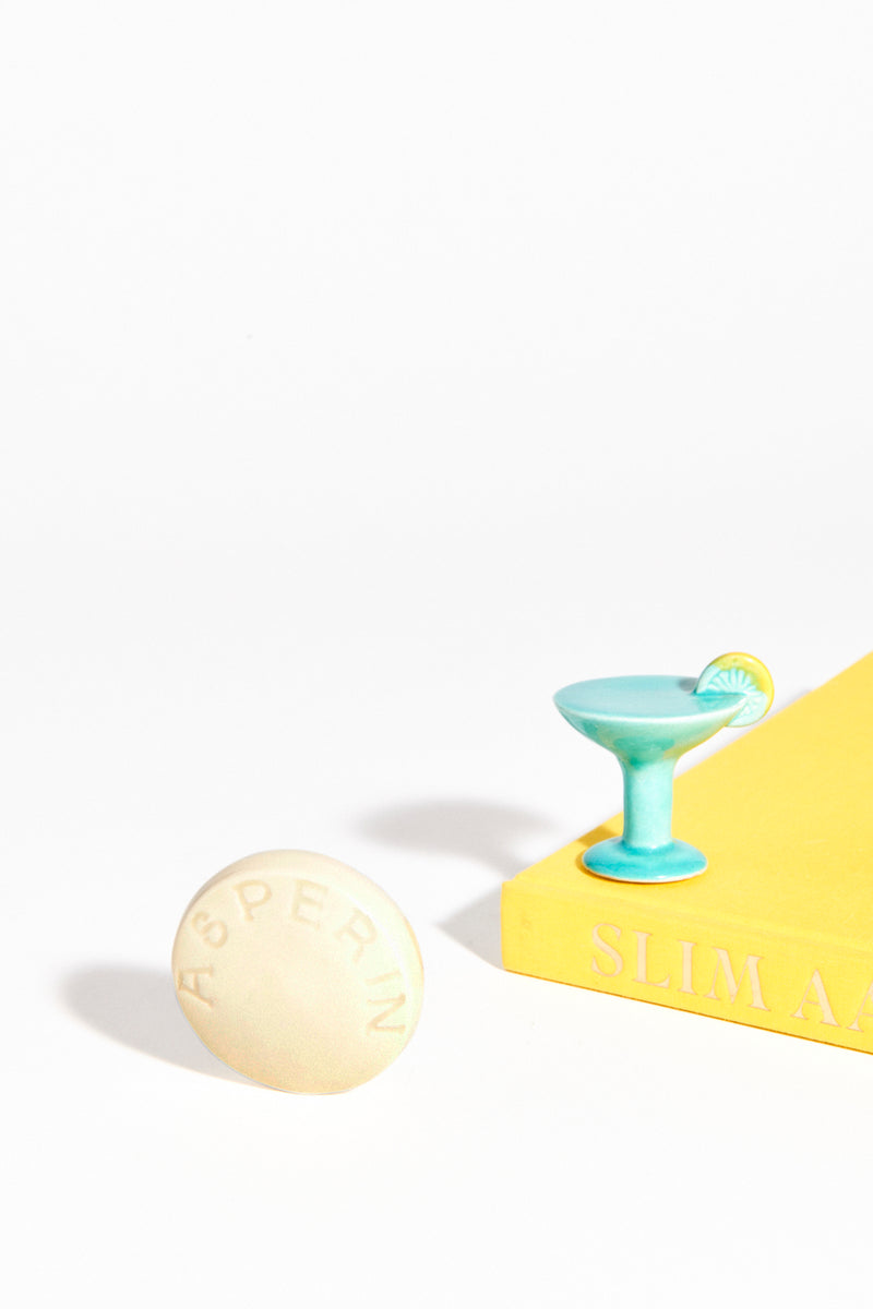 1960s Ceramic Martini and Aspirin Shaker Set