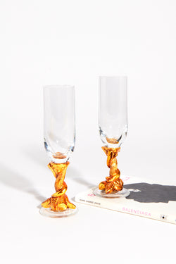 French Crystal Champagne Flute Set of Two
