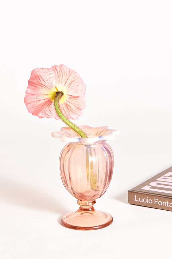 Pink Opalescent Lotus Flower Bud Vase