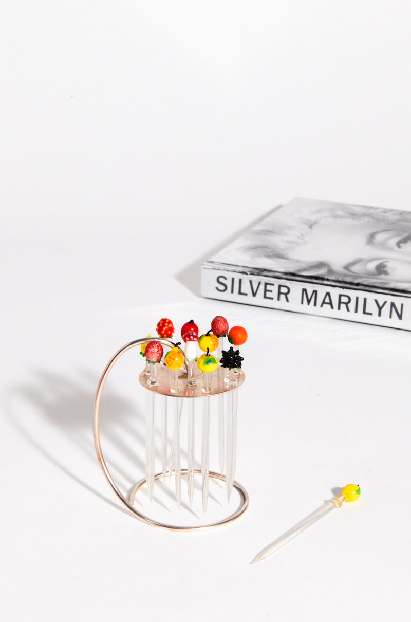 1950s German Blown Glass Cocktail Pick Set