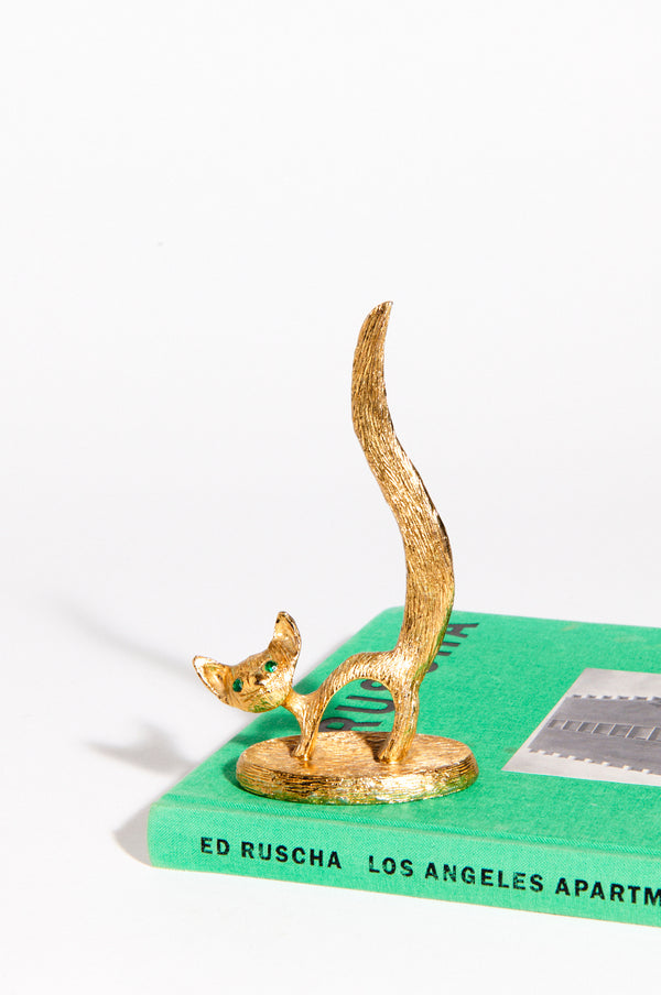 1950s Gilt Cat Ring Holder