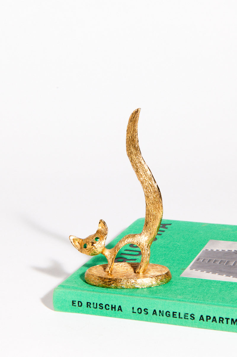 1950s Gilt Cat Ring Holder