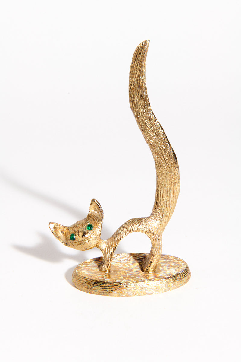 1950s Gilt Cat Ring Holder