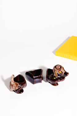 1950s Japanese Ceramic Dachshund Snack Set
