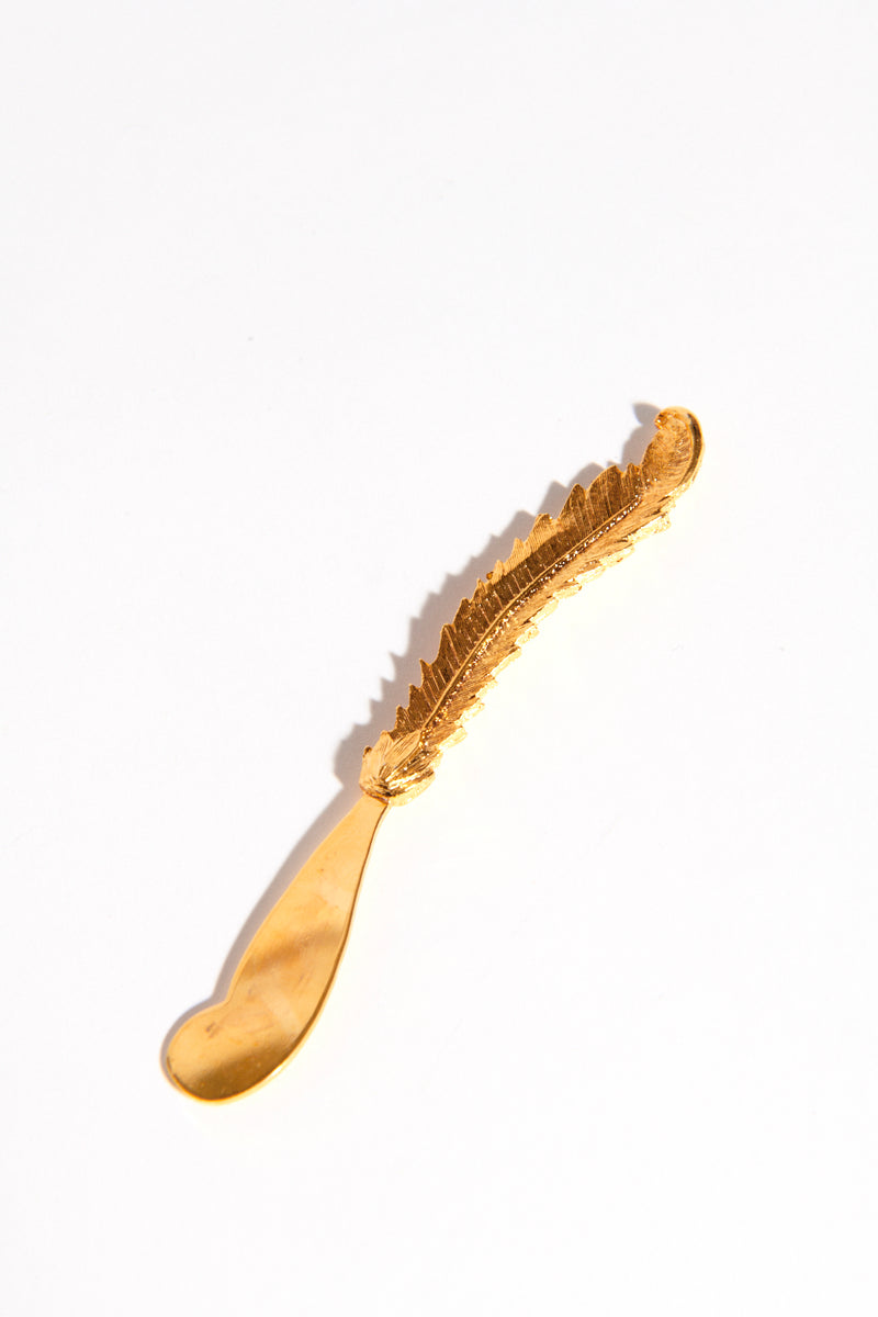 Gilt Feather Handle Butter/Pate Knife Set of Six