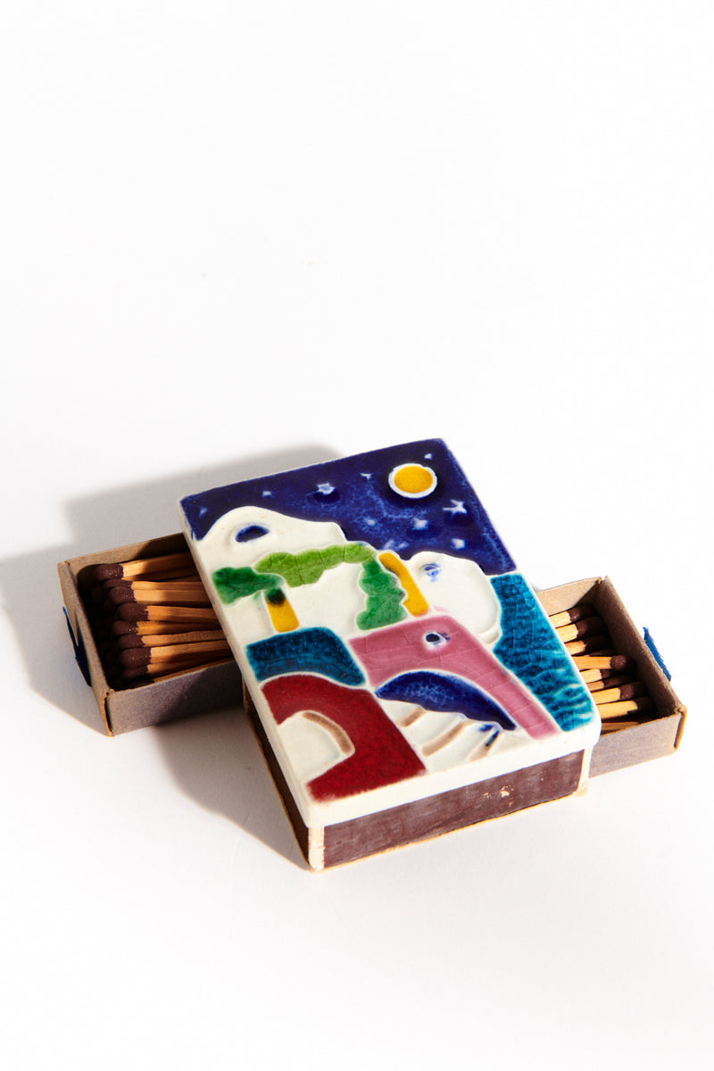 1970s Italian Amalfi Ceramic Top Matchbox Holder