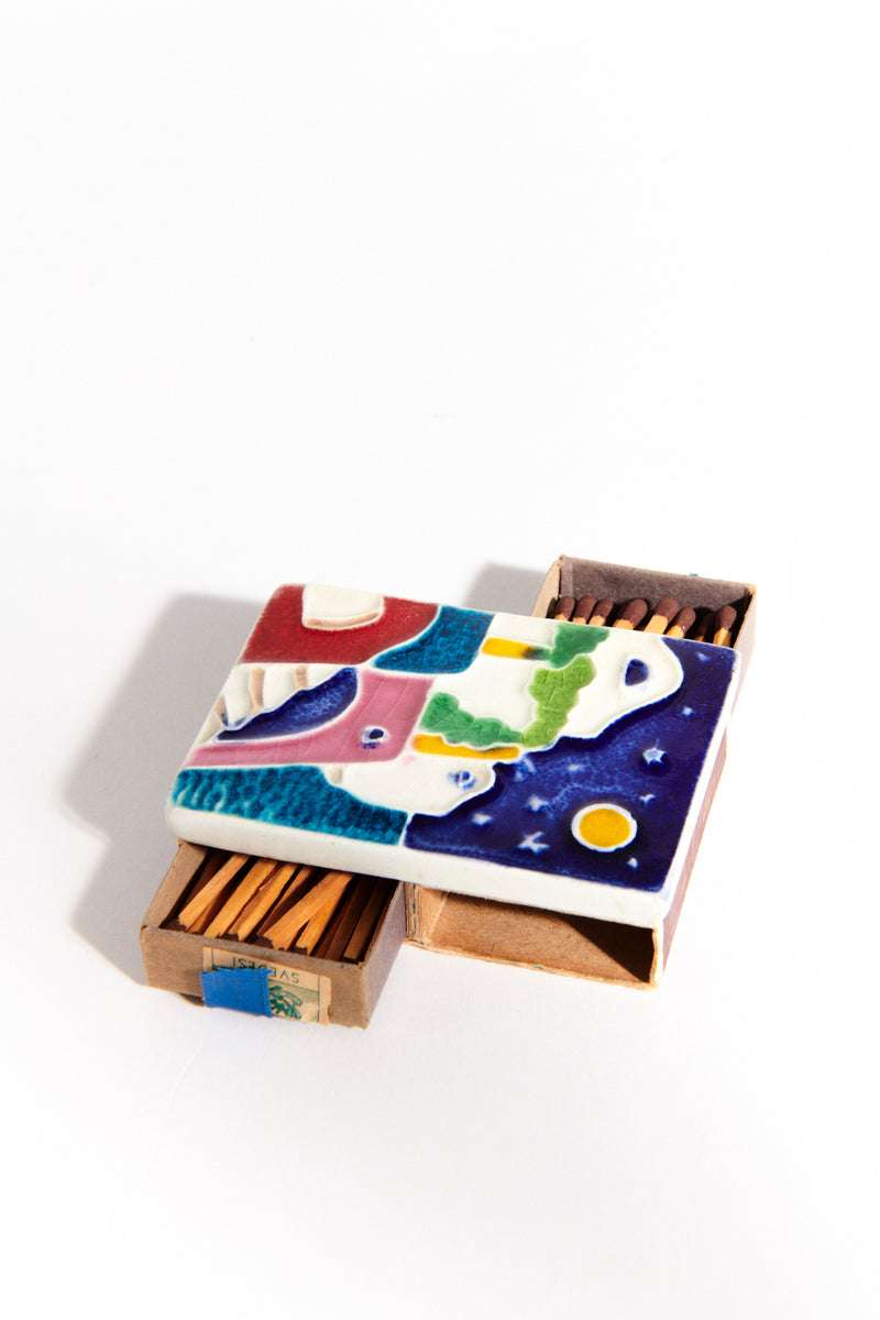 1970s Italian Amalfi Ceramic Top Matchbox Holder