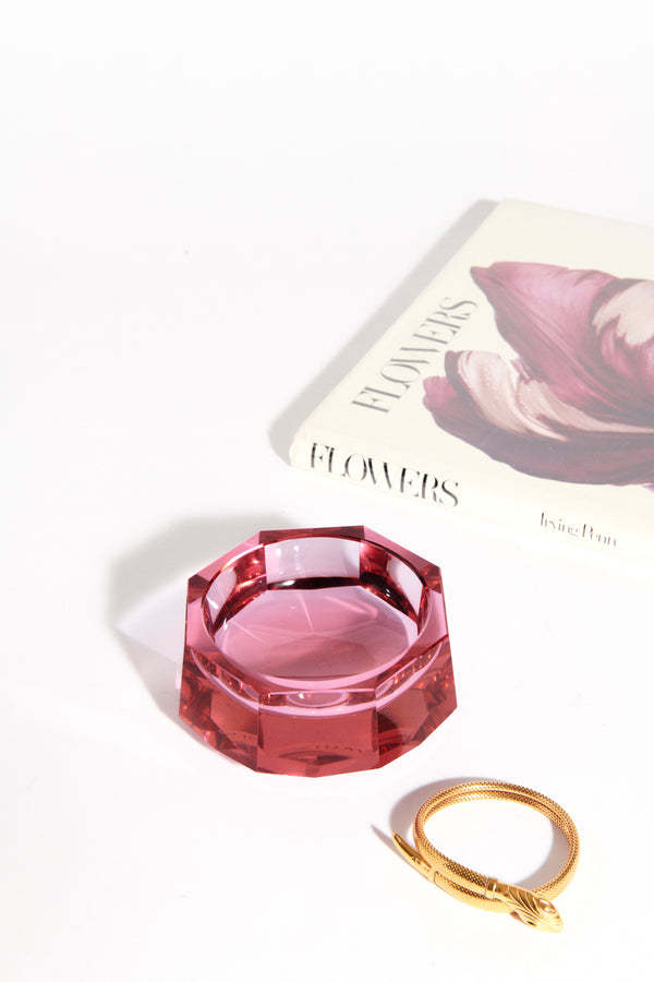 1960s Czech Lilac/Rose Faceted Glass Catchall