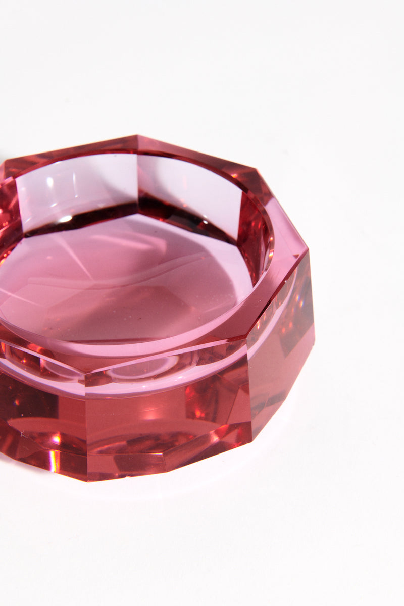 1960s Czech Lilac/Rose Faceted Glass Catchall