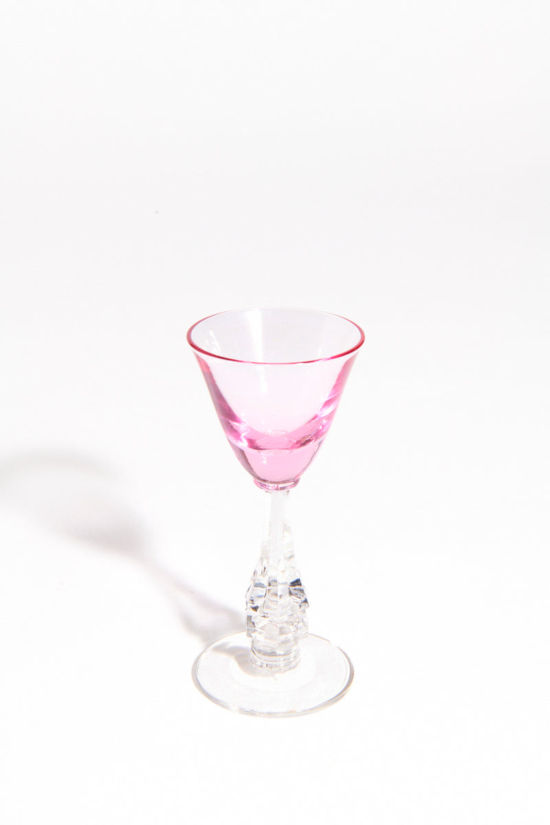 Rose Pink Crystal Aperitif Glass Set of Two