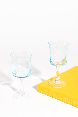 Light Aquamarine Wine Glass Set of Two
