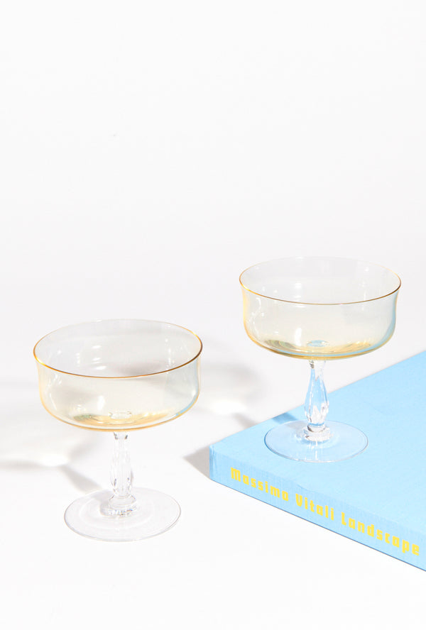 Lemon Yellow Cocktail Glass Set of Two
