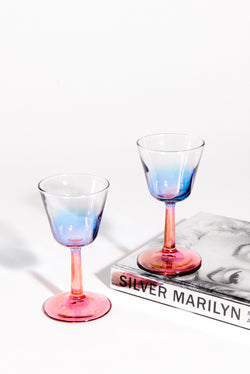 Ombré Blue and Pink Cocktail/Wine Glasses