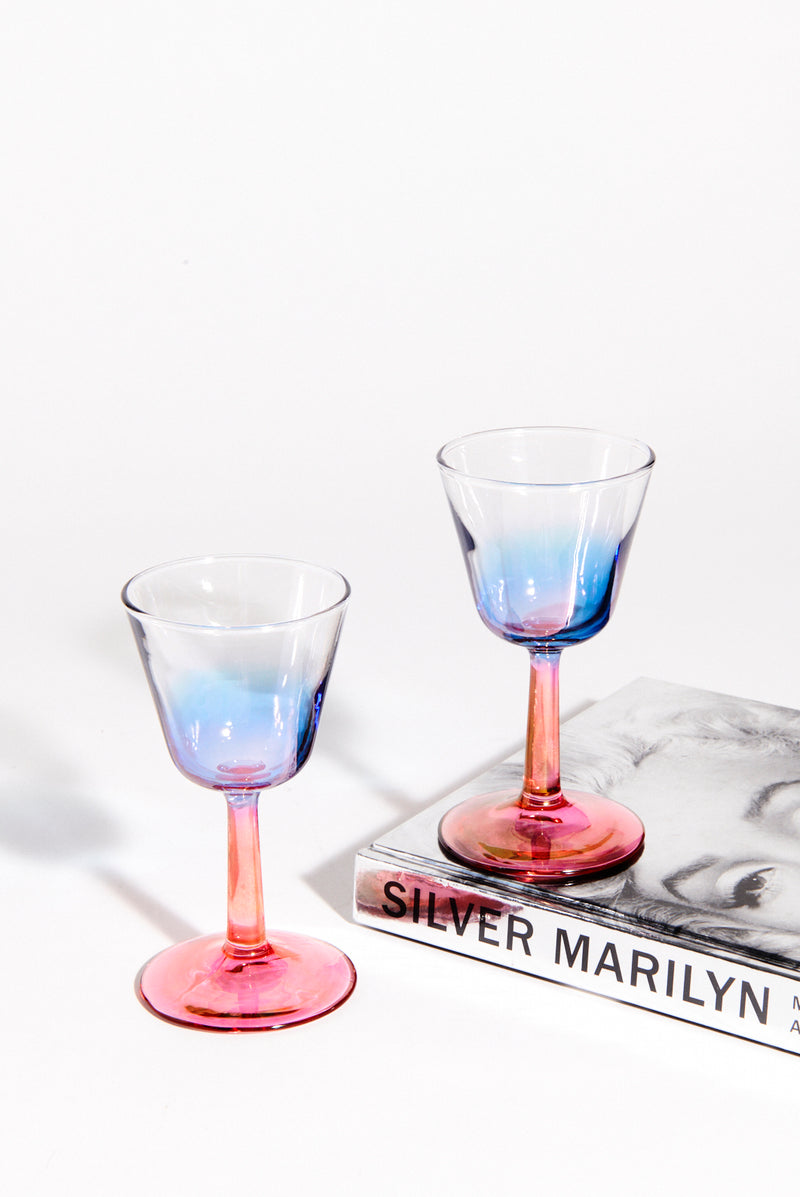 Ombré Blue and Pink Cocktail/Wine Glasses