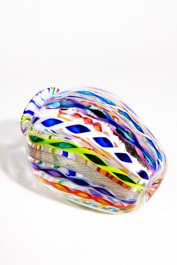 Art Glass Twisted Ribbon/Lattice Vase