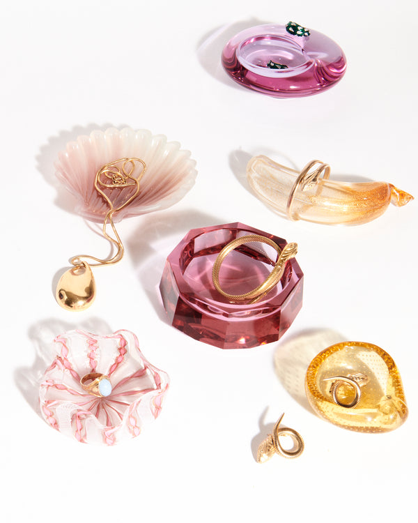 1960s Czech Lilac/Rose Faceted Glass Catchall