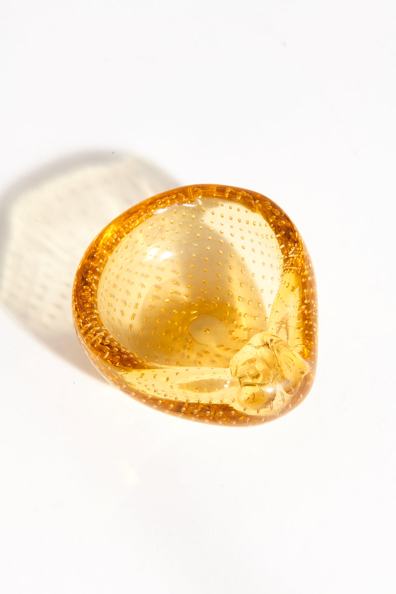 Italian Amber Yellow Bubble Shell Ring Dish