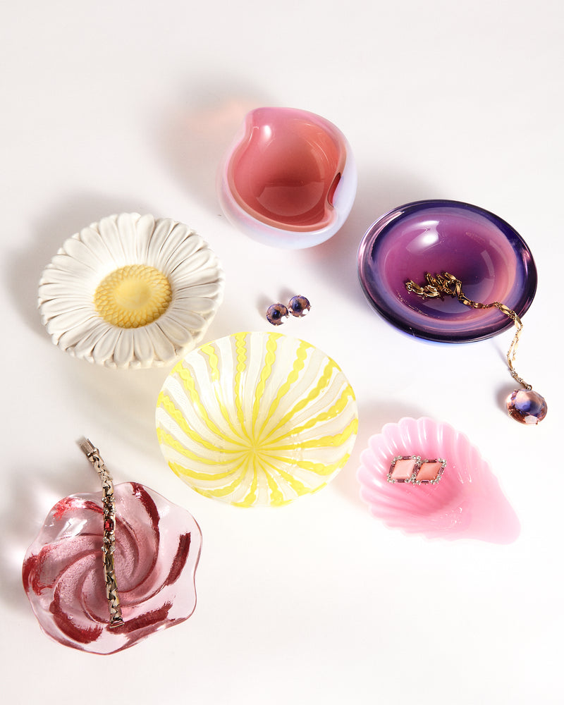 Murano Opalescent White/Pink Glass Catchall
